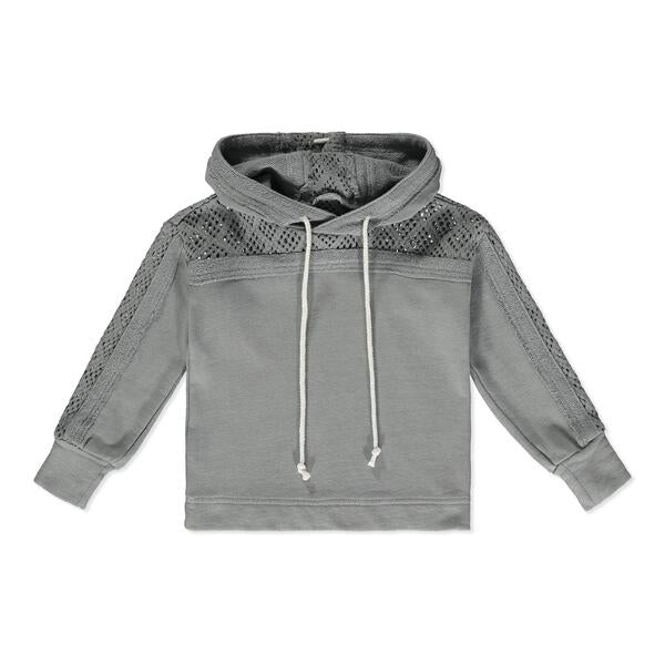 Grey Tokyo crochet detail hoody