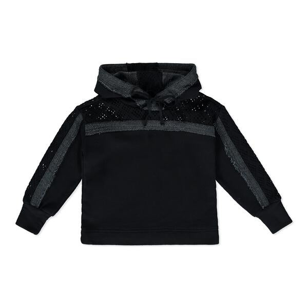 Black Tokyo crochet detail hoody