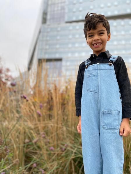 Denim style overalls in light blue