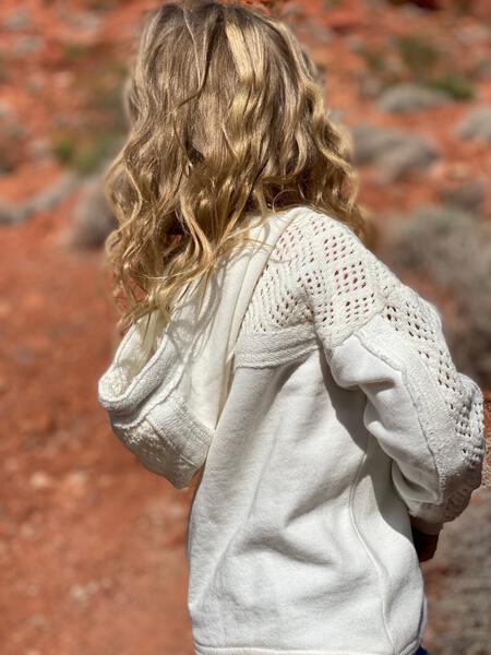 Ivory crochet detail hoody
