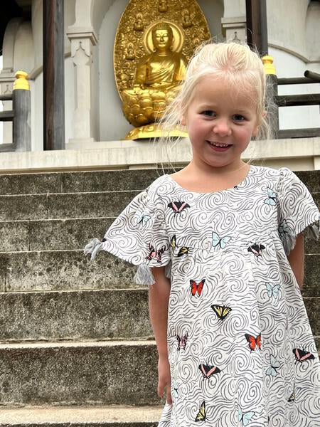 Trapeze dress in butterfly print