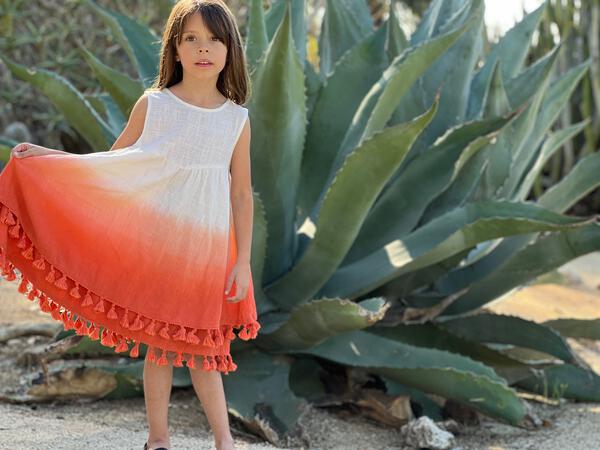Trapeze dress in orange ombre