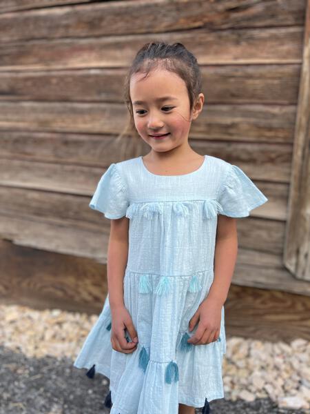 Reykjavic cascade dress with ombre tassels