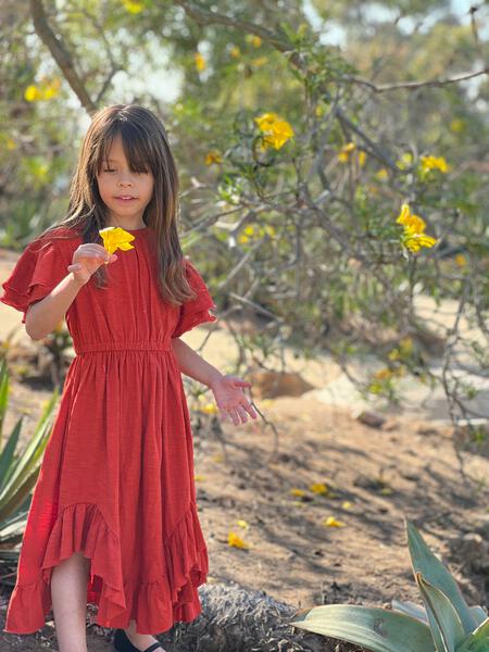 Zion ruffle hem midi dress