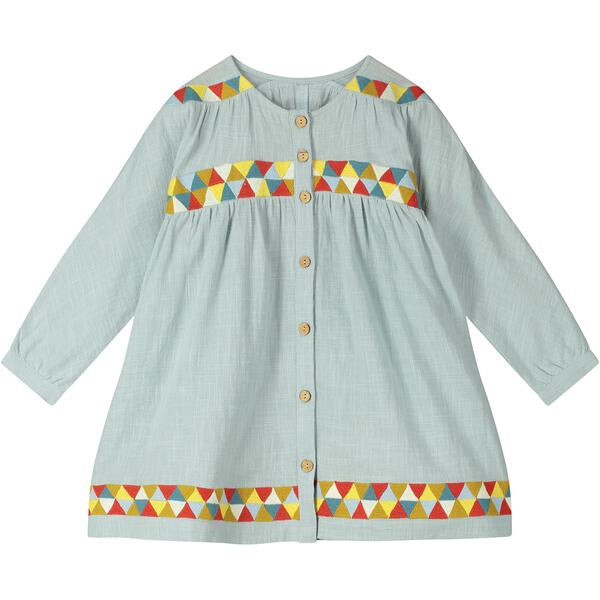 Embroidered button through dress