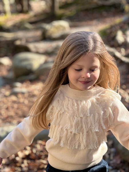 Fringe knit sweater deals