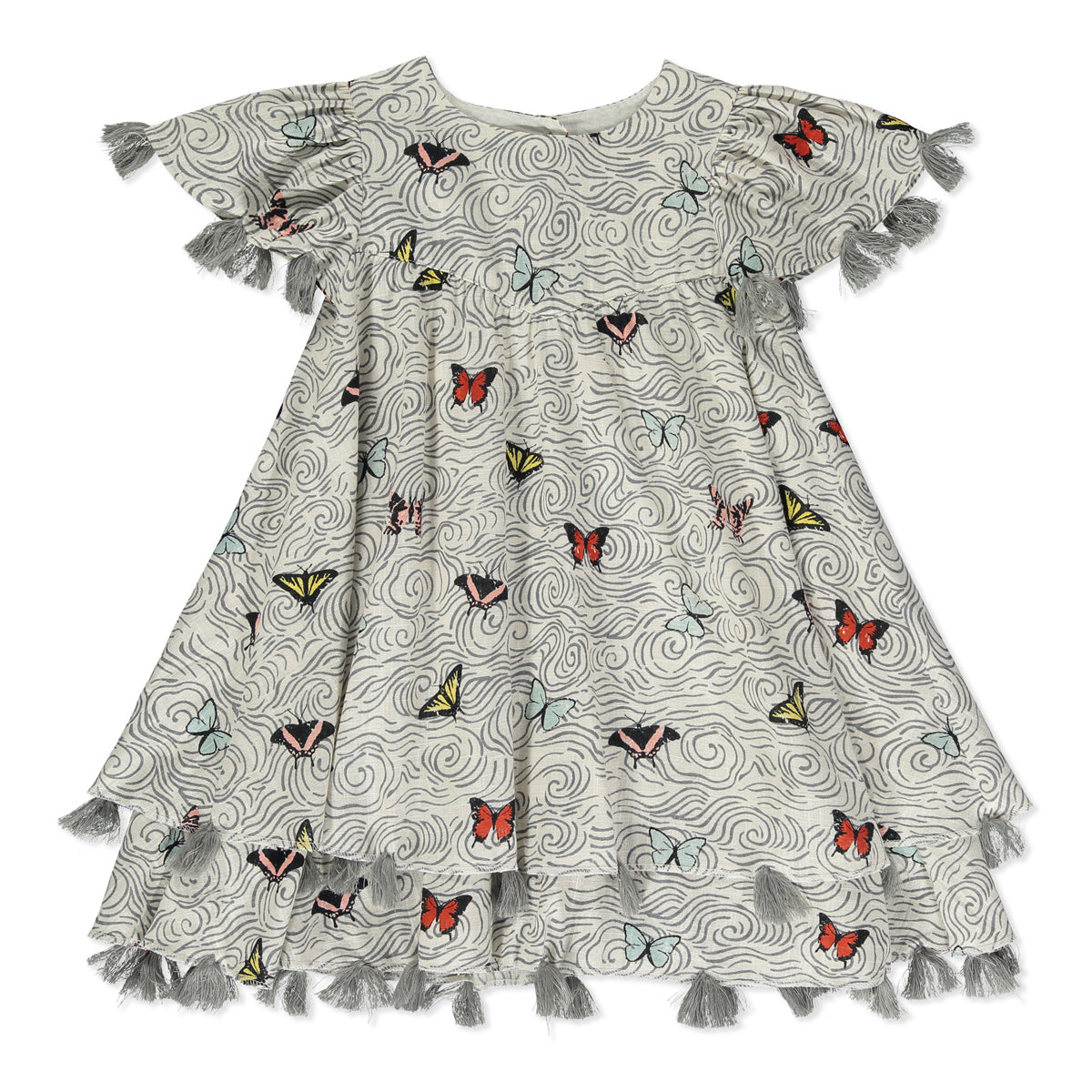 Trapeze dress in butterfly print