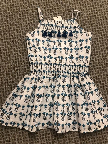 Blue and white flower print romper