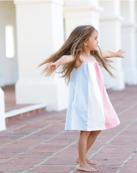 Strappy Dress in Pink and Blue Stripe