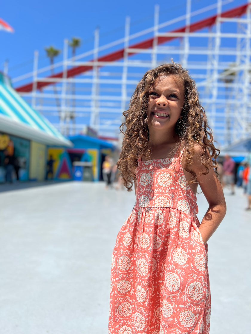 Classic Sundress in Pink Chrysanthemum Print