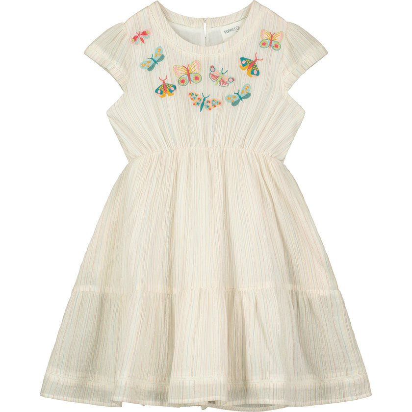 Butterfly Embroidered Dress in Cream