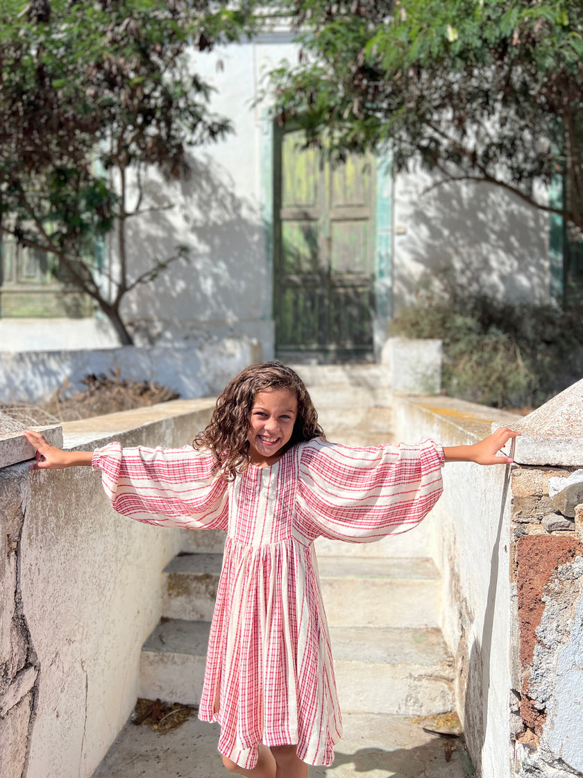 Red Stripe Prairie Dress