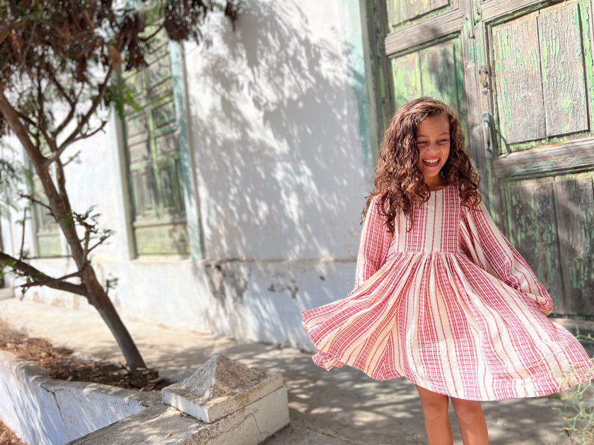 Red Stripe Prairie Dress