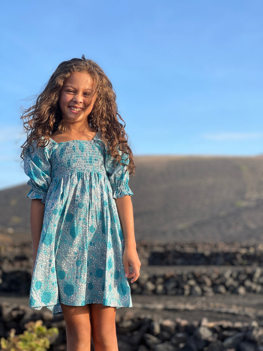 Turquoise Blue Print Dress