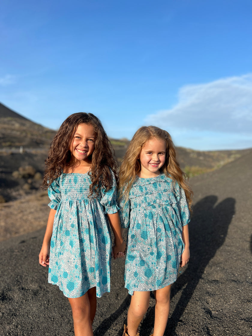 Turquoise Blue Print Dress