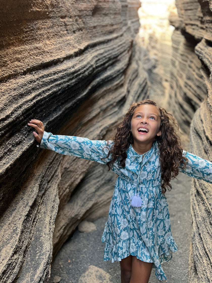 Ruffle Hem Turquoise Dress