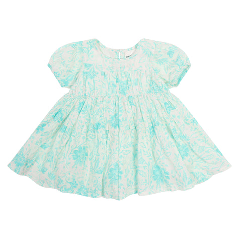 Sweet Party Dress in White and Turquoise Floral Print
