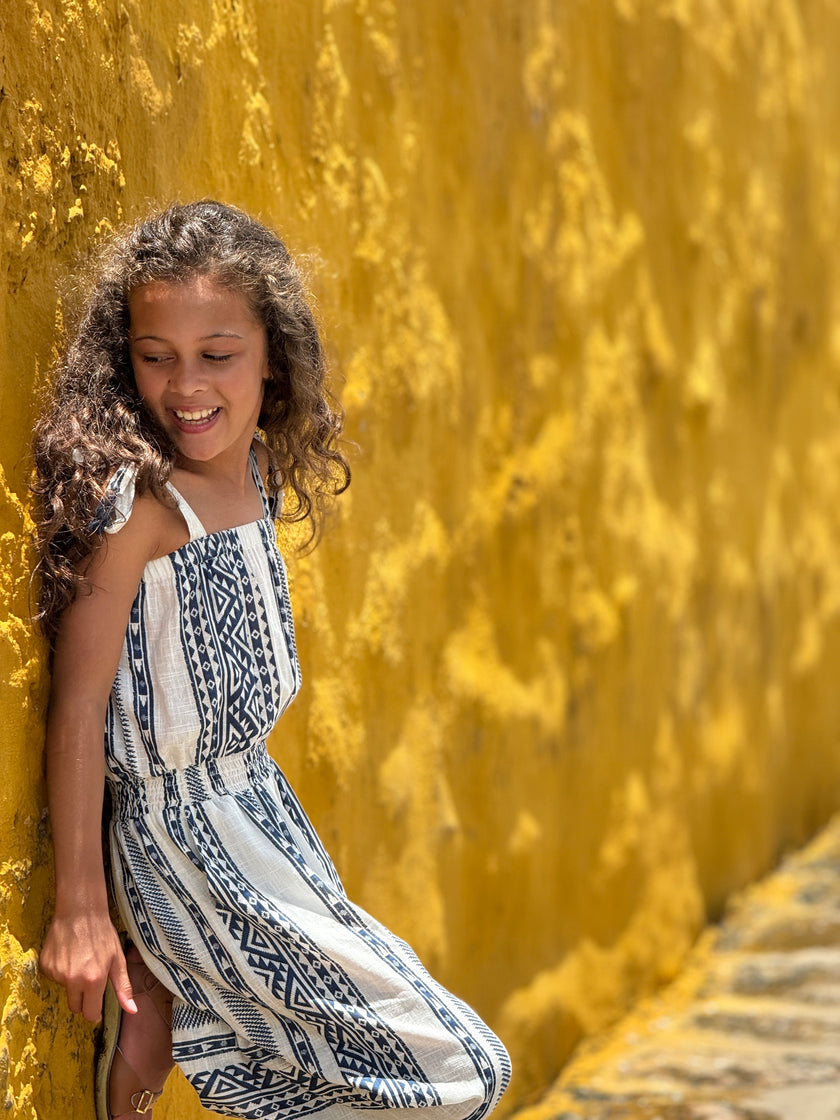 Strappy Jumpsuit in Blue Stripe