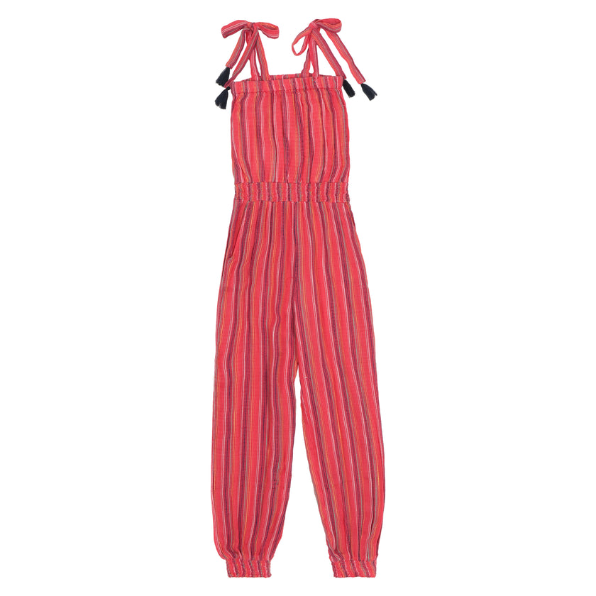 Strappy Jumpsuit in Magenta Stripe