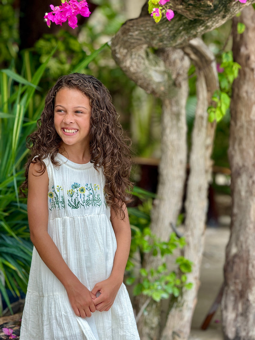 White Meadow Embroidery Dress