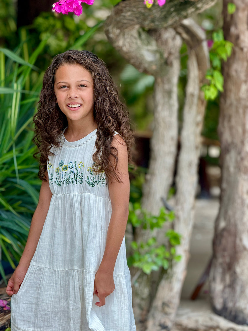 White Meadow Embroidery Dress