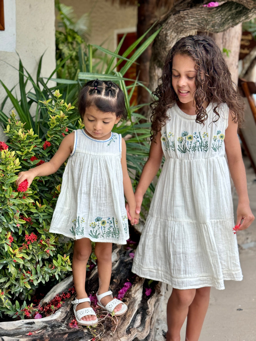 White Meadow Embroidery Dress