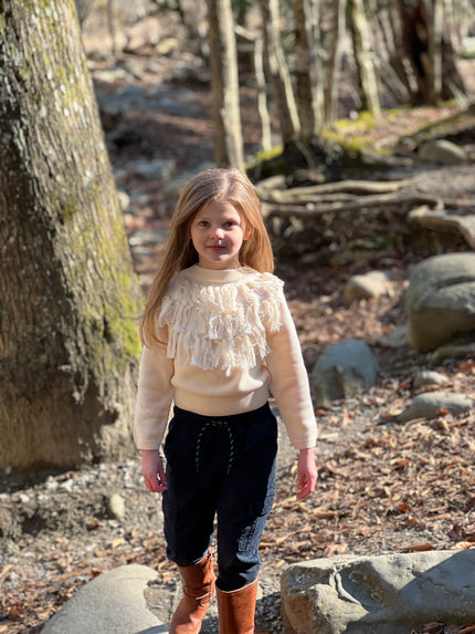 Fringe Knit Sweater in Ivory