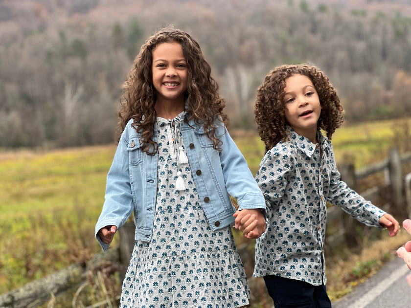 Cascade Dress in Grey Floral