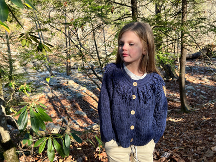 Tassel Cardigan in Indigo Blue