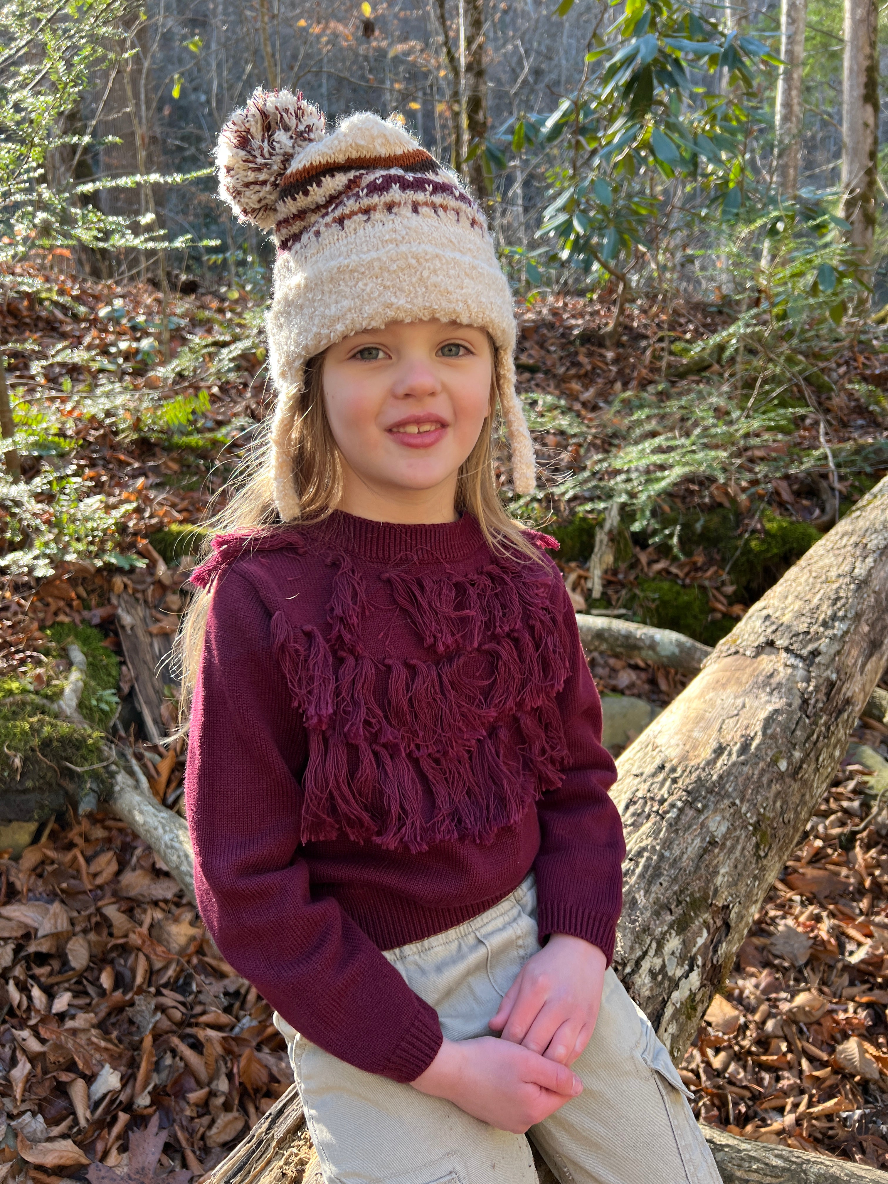 Pom Pom Hat in Beige