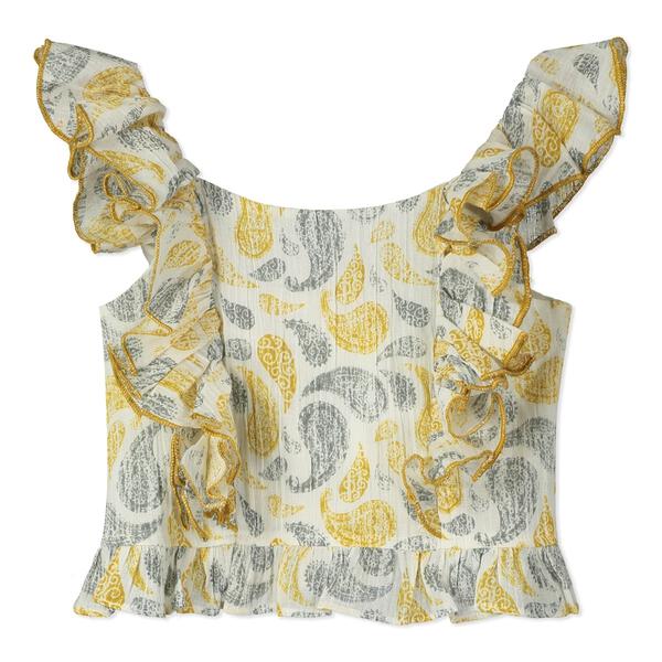 Ruffle Top in Paisley Print