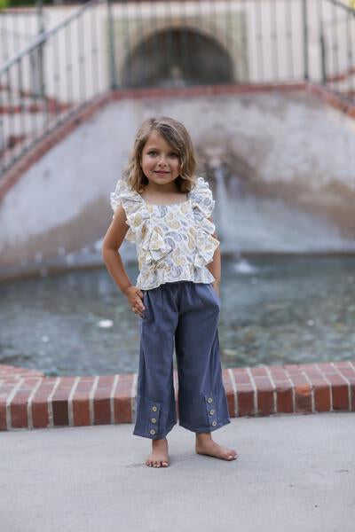 Ruffle Top in Paisley Print