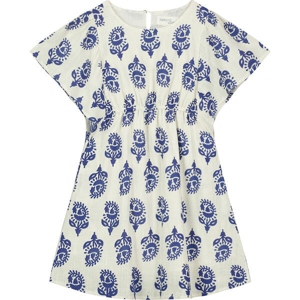 Woven Day Dress in Blue Flower Print