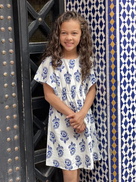 Woven Day Dress in Blue Flower Print – Poppet & Fox