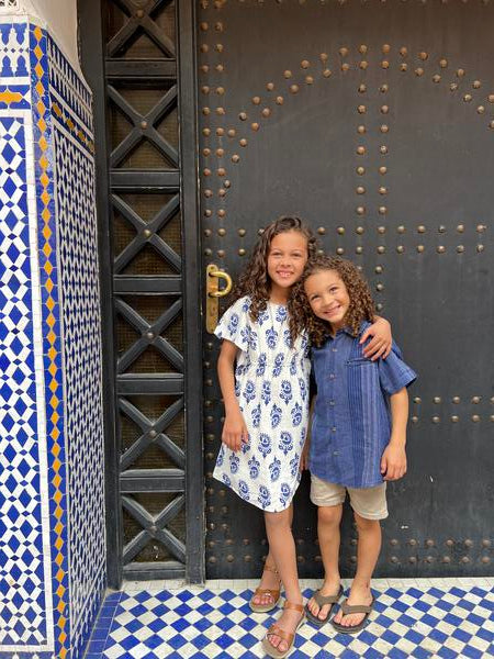 Woven Day Dress in Blue Flower Print