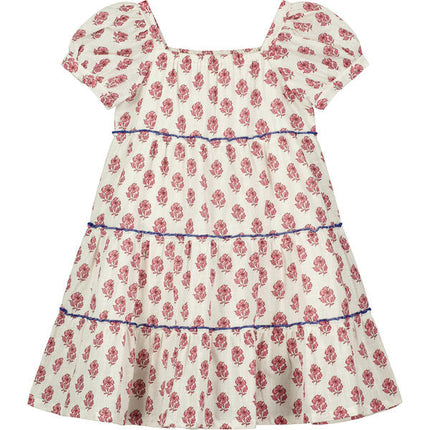 Tiered Summer Dress in Pink Flower Print