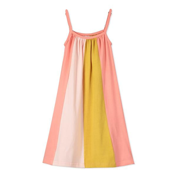 Strappy Dress in Pink and Ochre Stripe