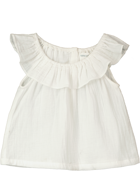 Bardot Ruffle Blouse in White