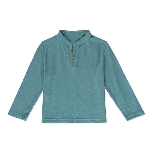 Henley T shirt in teal