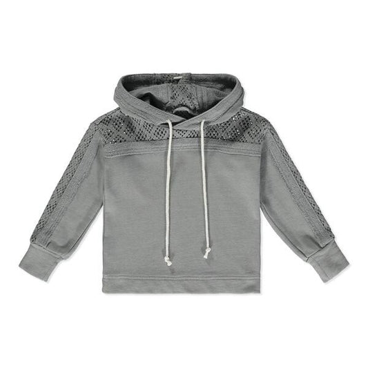 Grey Tokyo crochet detail hoody