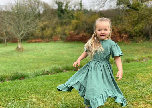 Inverness ruffle hem midi dress