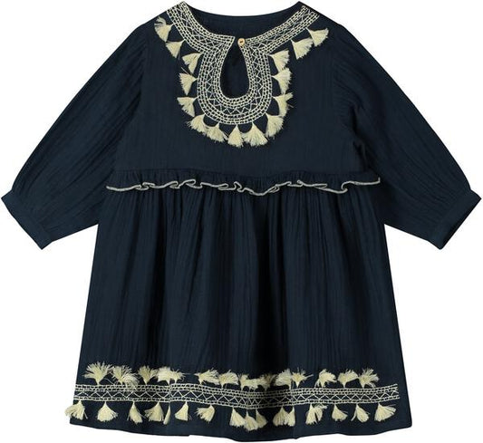Chelsea embroidered keyhole neck dress