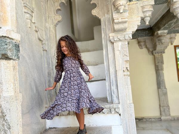 Purple Print Handkerchief Dress