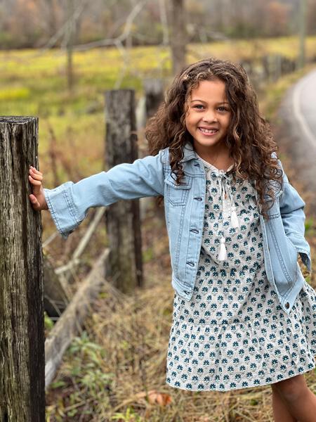Cascade Dress in Grey Floral