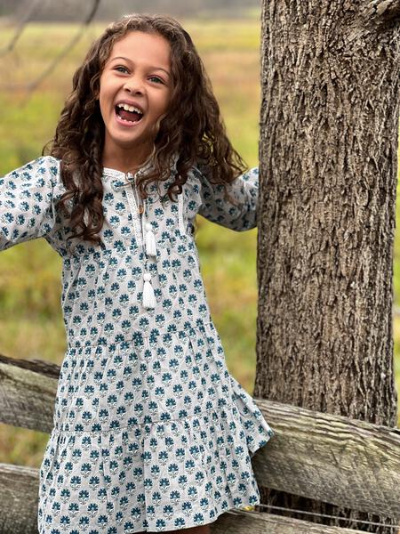 Cascade Dress in Grey Floral
