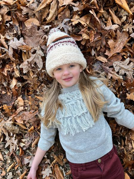 Fringe Knit Sweater in Heathered Grey