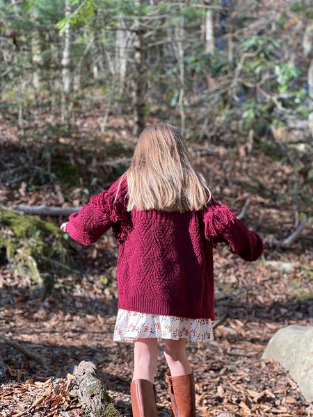Long Tassel Cardigan in Plum