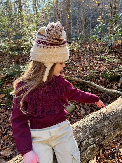 Pom Pom Hat in Beige