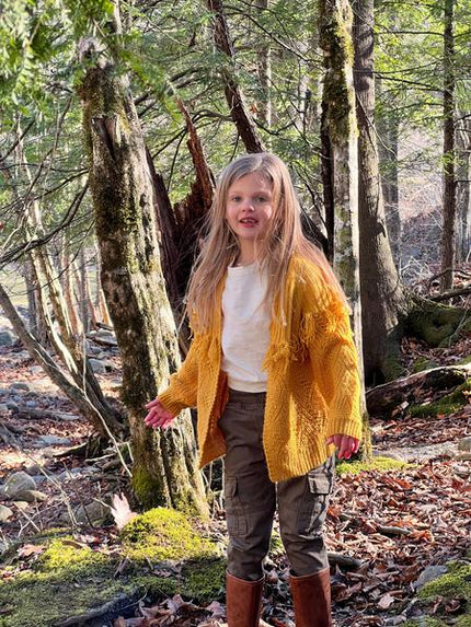 Long Tassel Cardigan in Gold