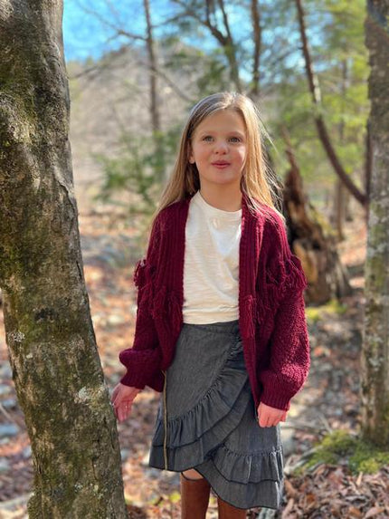 Long Tassel Cardigan in Plum